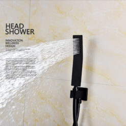 Black Shower Combo Set Stainless Steel Shower Systems with Rain Shower and Handheld Shower Trim Kit with Rough-In Valve