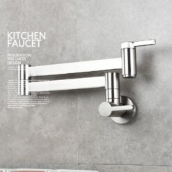 Brass Kitchen Faucet Wall Mount Pot Filler Faucet 360 Rotatable Folding Lengthened with Double Joint Swing Arms Cold Water Tap