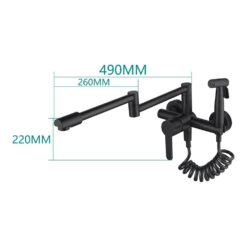 Brass Pot Filler Folding Faucet with Side Sprayer Kitchen Sink Faucet with Swing Arm and Double Function Joint