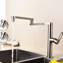 Folding Kitchen Faucet Hot and Cold Kitchen Sink Mixer Brushed Nickel Facing Rotatable Telescopic Faucet