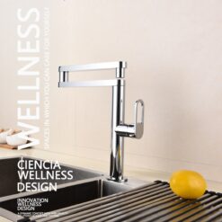 Folding Kitchen Faucet Hot and Cold Kitchen Sink Mixer Brushed Nickel Facing Rotatable Telescopic Faucet