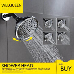 ABS Plastic Shower Head Wall-Mounted Filtered Shower Head with Massage Chrome 5 Jets Top Shower for Bathroom