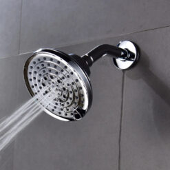ABS Plastic Shower Head Wall-Mounted Filtered Shower Head with Massage Chrome 5 Jets Top Shower for Bathroom