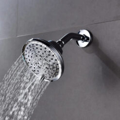 ABS Plastic Shower Head Wall-Mounted Filtered Shower Head with Massage Chrome 5 Jets Top Shower for Bathroom