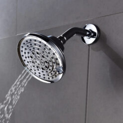 ABS Plastic Shower Head Wall-Mounted Filtered Shower Head with Massage Chrome 5 Jets Top Shower for Bathroom