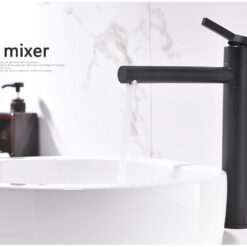Black Finish Brass Deck Mount Bathroom Faucet Vanity Vessel Sinks Mixer Tap Cold And Hot Water Tap