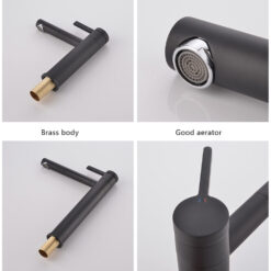 Black Finish Brass Deck Mount Bathroom Faucet Vanity Vessel Sinks Mixer Tap Cold And Hot Water Tap