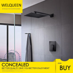 Black Rain Shower System Brass Fixed Shower Head Rain Mixer Shower Combo Wall Mount Shower Trim Kit with Rough-in