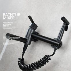 Brass Bathtub Faucet Set Bathroom Wall Mounted Bathtub Faucet with Bidet Sprayer for Showering