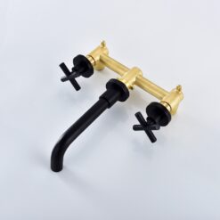 Brass Black Concealed Bathroom Basin Sink Tap Double Handle Wall Mount Hot And Cold Concealed Basin Mixer