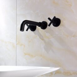 Brass Black Concealed Bathroom Basin Sink Tap Double Handle Wall Mount Hot And Cold Concealed Basin Mixer