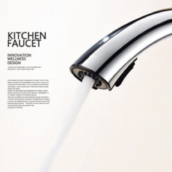 Brass Brushed Chrome Pull-Out Kitchen Faucets with Concealed 360 Degree Rotating Sprayer Deck Mounted Kitchen Tap