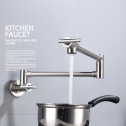 Brass Double Switch Folding Faucet Advanced Rotating Kitchen Faucet Wall Mounted Cold Water Tap