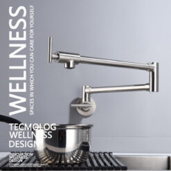 Brass Double Switch Folding Faucet Advanced Rotating Kitchen Faucet Wall Mounted Cold Water Tap