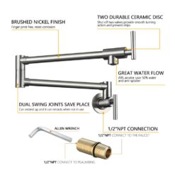 Brass Double Switch Folding Faucet Advanced Rotating Kitchen Faucet Wall Mounted Cold Water Tap