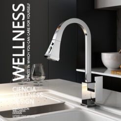 Brass Pull Out Kitchen Faucet Hot and Cold Water 360 Degree Rotation Stretch Pull Down Sprayer Kitchen Faucet
