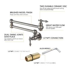 Brass Rotating Folding Faucet Delicate Double Switch Kitchen Faucet Wall Mounted Cold Water Tap