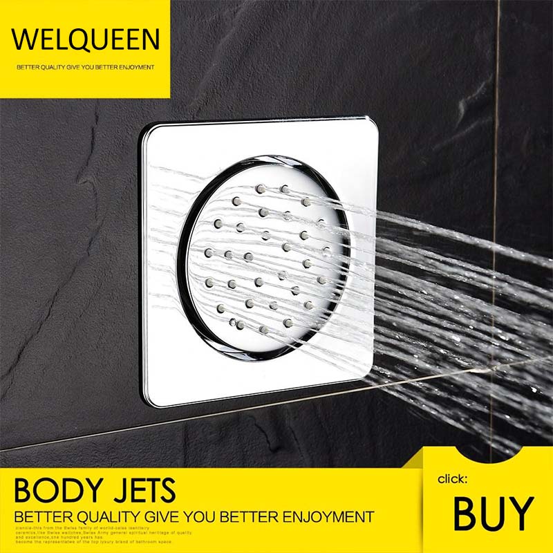 Chrome Round/Square Shower Body Jets Rainfall Spray Spa jet Water Saving in Wall Can Be Adjustable For Bathroom