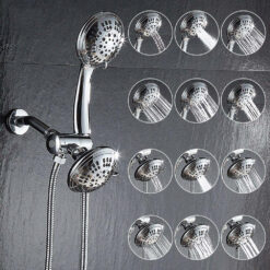 ABS Chrome Shower Head Premium 6 Spray Settings Luxury Spa Detachable Handheld Shower Head Shower Hose & Holder