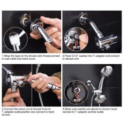 ABS Chrome Shower Head Premium 6 Spray Settings Luxury Spa Detachable Handheld Shower Head Shower Hose & Holder