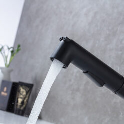 Brass Basin Faucet Multi-functional Stretch Faucet Black Cold and Hot Water Washing Basin Sitting Pull Out Faucet
