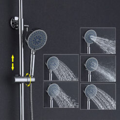 Brass Chrome Single Handle Bathtub Faucet Mixer Tap 5-Ways Showers Hand Shower Rain Shower Head Shower Set