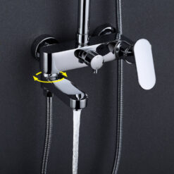 Brass Chrome Single Handle Bathtub Faucet Mixer Tap 5-Ways Showers Hand Shower Rain Shower Head Shower Set