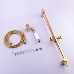 Brass Gold Metal Shower Sliding Bar With Height Adjustable for Bathroom with Shower Head Shower Hose