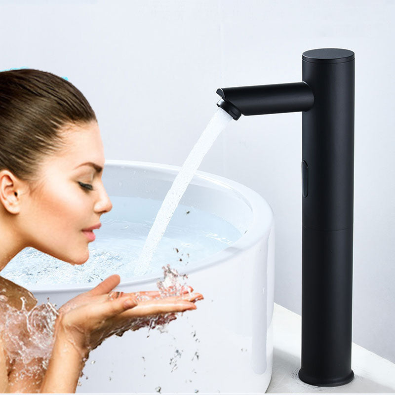 Copper Automatic Sensor Faucet Basin Single Cold Black Faucet Hot Smart Sensor Infrared Hand Washing Basin Faucet