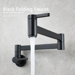 Brass Kitchen Faucet Wall Mount Pot Filler Faucet 360 Rotatable Folding Lengthened with Double Joint Swing Arms Cold Water Tap