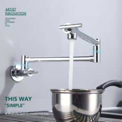 Brass Double Switch Folding Faucet Advanced Rotating Kitchen Faucet Wall Mounted Cold Water Tap