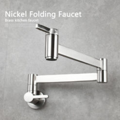 Brass Kitchen Faucet Wall Mount Pot Filler Faucet 360 Rotatable Folding Lengthened with Double Joint Swing Arms Cold Water Tap