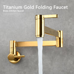 Brass Kitchen Faucet Wall Mount Pot Filler Faucet 360 Rotatable Folding Lengthened with Double Joint Swing Arms Cold Water Tap