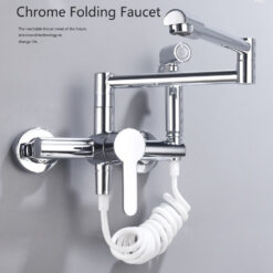 Brass Pot Filler Folding Faucet with Side Sprayer Kitchen Sink Faucet with Swing Arm and Double Function Joint