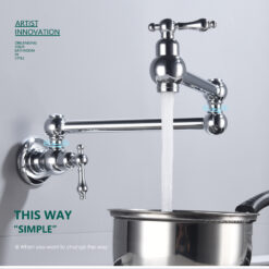 Brass Rotating Folding Faucet Delicate Double Switch Kitchen Faucet Wall Mounted Cold Water Tap