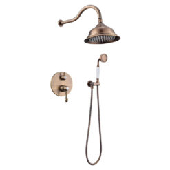 Antique Brass Shower Faucet | Shower System with 8 Rain Shower head | Multi-Function Adjustable Slide Bar shower set
