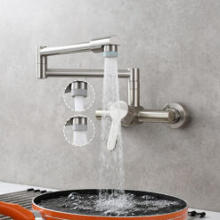 Brass Wall Mounted Kitchen Faucet | Single Handle Folding Kitchen Faucet | Hot and Cold Kitchen Faucet