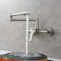 Brass Wall Mounted Kitchen Faucet | Single Handle Folding Kitchen Faucet | Hot and Cold Kitchen Faucet