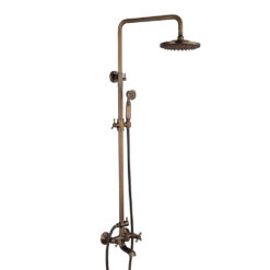Antique Brass Shower Faucet | Shower System with 8 Rain Shower head | Multi-Function Adjustable Slide Bar shower set