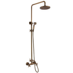 Antique Brass Shower Faucet | Shower System with 8 Rain Shower head | Multi-Function Adjustable Slide Bar shower set