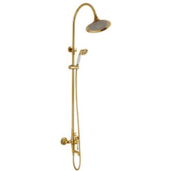 Dual Function Rain Shower System Combo Set | Brass Rainfall Shower Set | Shower Column Set Adjustable Slider Shower Elbow Included