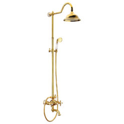 Dual Function Rain Shower System Combo Set | Brass Rainfall Shower Set | Shower Column Set Adjustable Slider Shower Elbow Included