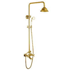 Dual Function Rain Shower System Combo Set | Brass Rainfall Shower Set | Shower Column Set Adjustable Slider Shower Elbow Included