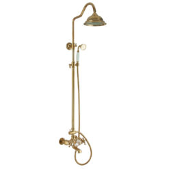 Dual Function Rain Shower System Combo Set | Brass Rainfall Shower Set | Shower Column Set Adjustable Slider Shower Elbow Included
