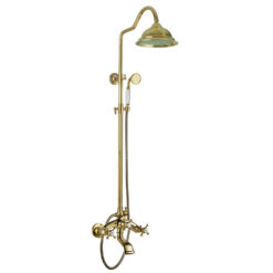 Dual Function Rain Shower System Combo Set | Brass Rainfall Shower Set | Shower Column Set Adjustable Slider Shower Elbow Included
