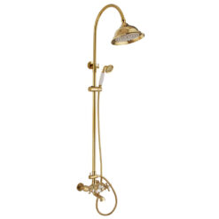 Dual Function Rain Shower System Combo Set | Brass Rainfall Shower Set | Shower Column Set Adjustable Slider Shower Elbow Included