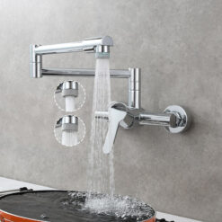 Brass Wall Mounted Kitchen Faucet | Single Handle Folding Kitchen Faucet | Hot and Cold Kitchen Faucet