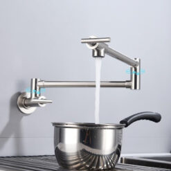 Brass Double Switch Folding Faucet Advanced Rotating Kitchen Faucet Wall Mounted Cold Water Tap