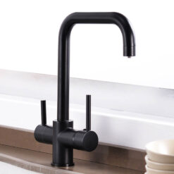 Contemporary Kitchen Sink Faucet | Dual Handle Brass Kitchen Faucets with Drinking Water Function | Deck-Mounted Kitchen Mixer In 3 Colors