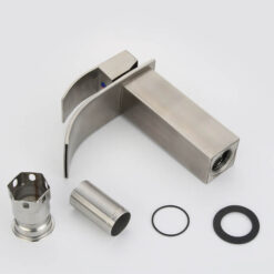 Bathroom Waterfall Basin Faucet | Single Handle Stainless Steel Lavatory Faucet | Brushed Nickel Bathroom Sink Faucets